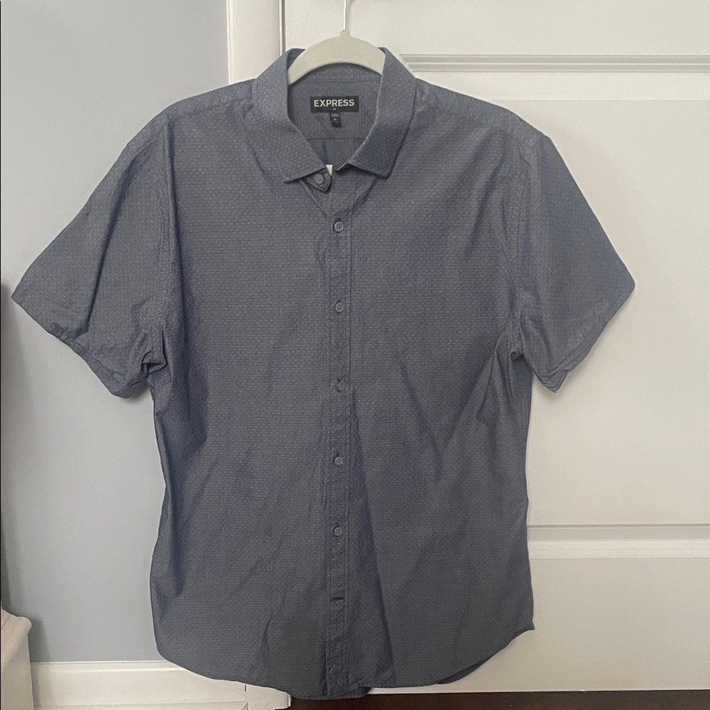 Express Men's Dark Gray Casual Button Down Shirt